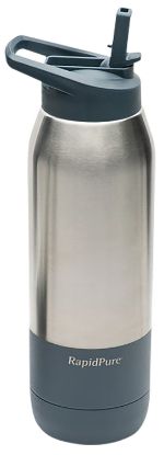 Picture of Rapidpure 01600124 Purifier + Insulated Steel Bottle Compatible With Most 2.5" Water Bottles, Stainless Steel, 3.5" X 3.5" X 11.1", Includes Ultralight Straw 