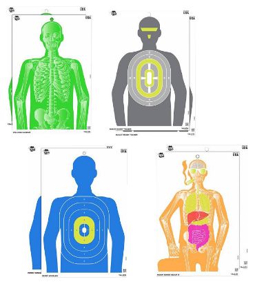 Picture of Ez-Aim 15645 Imposing Figure Silhouette Paper Works W/Handgun/Shotgun/Airsoft Gun/Bb Guns/Pellet Gun 12 X 18 Multi-Color 8 Pack 