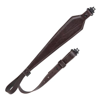 Picture of Heritage Cases 8511 Plain Dark Leather Rifle Sling W/Heavy Duty Swivels, Dark Mahogany Leather, Adjustable Length 28" To 35", 3" Wide 