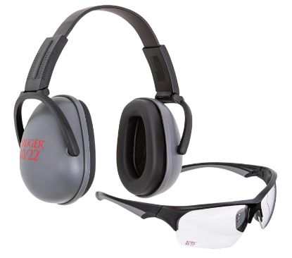 Picture of Ruger 70573 Passive Earmuffs & Shooting Glasses Combo Adult Clear Lens Black/Gray Frame 