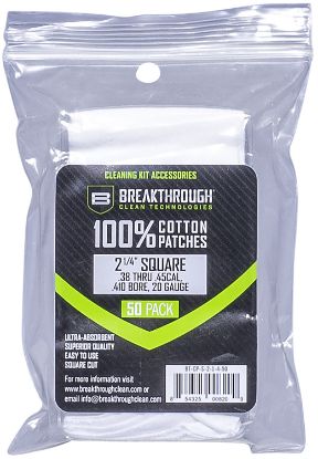 Picture of Breakthrough Clean Btcps21450 Square Cleaning Patches For .38-.45 Cal & .410-20 Gauge 2.25" 50 Pack 