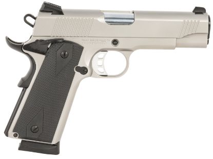 Picture of Tisas 10100123 1911 Carry 45 Acp 8+1 4.25" Black Steel Barrel, Stainless Serrated Steel Slide, Satin Stainless Steel Frame W/Beavertail, Ambidextrous 