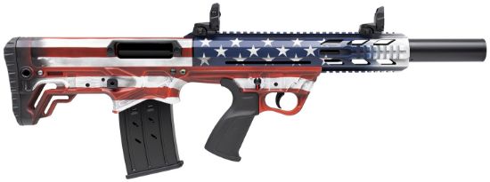 Picture of Gforce Arms Gfy1usa Gfy-1 12 Gauge 3" 5+1 18.50", Red, White & Blue American Flag, Bullpup With Pistol Grip Stock, Picatinny Rail With Flip Up Sights 