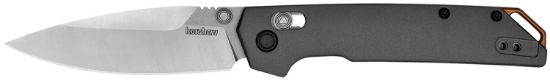 Picture of Kershaw 2038 Iridium Full Size 3.40" Folding Spear Point Plain Satin/Stonewashed D2 Steel Blade, Gray Anodized Aluminum Handle, Includes Pocket Clip 