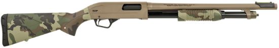 Picture of Winchester Repeating Arms 512435395 Sxp Defender 12 Gauge 3" 5+1 (2.75") 18" Barrel, Fde Drilled & Tapped Rec, Woodland Camo Textured Stock, Tactical Ribbed Forearm, Inflex Recoil Pad 