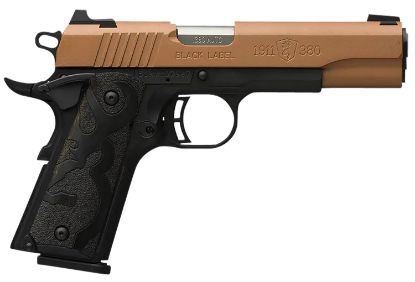 Picture of Browning 051987492 1911-380 Black Label Full Size Frame 380 Acp 8+1, 4.25" Matte Stainless Steel Barrel, Copper Cerakote Serrated Stainless Steel Slide, Matte Black Polymer Frame W/Beavertail 