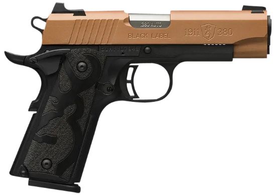 Picture of Browning 051988492 1911-380 Black Label Compact Frame 380 Acp 8+1, 3.63" Matte Stainless Steel Barrel, Copper Cerakote Serrated Stainless Steel Slide, Matte Black Polymer Frame W/Beavertail 