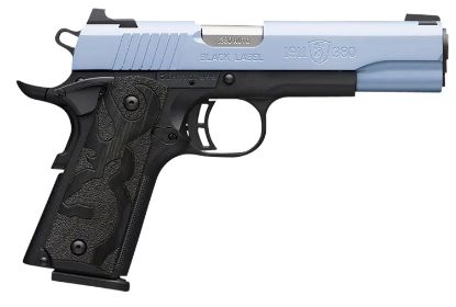 Picture of Browning 051989492 1911-380 Black Label Full Size Frame 380 Acp 8+1, 4.25" Matte Stainless Steel Barrel, Polar Blue Cerakote Serrated Aluminum Slide, Matte Black Polymer Frame W/Beavertail 