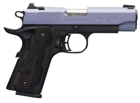 Picture of Browning 051986492 1911-380 Black Label Compact Frame 380 Acp 8+1, 3.63" Matte Stainless Steel Barrel, Crushed Orchid Cerakote Serrated Stainless Steel Slide, Matte Black Polymer Frame W/Beavertail 