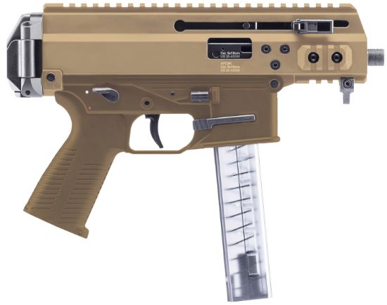 Picture of B&T Firearms Bt36045ct Apc9k Pro 9Mm Luger 30+1 4.30" Black Threaded Barrel, M-Lok Handguard, Coyote Tan Aluminum Picatinny Rail Receiver, Coyote Tan Polymer Grips, Ambidextrous 