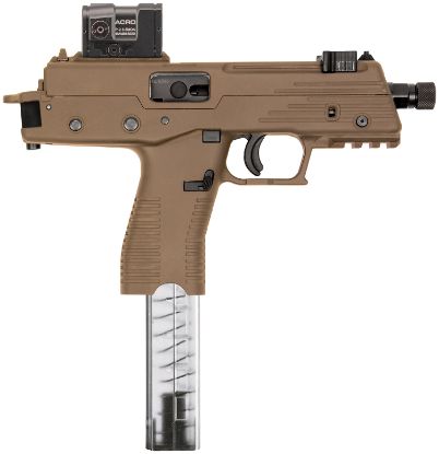 Picture of B&T Firearms Bt42001uscttb Tp380 380 Acp 30+1 5" Black Threaded Barrel, Coyote Tan Aluminum Receiver, Coyote Polymer Grips, Aimpoint Acro P-2 