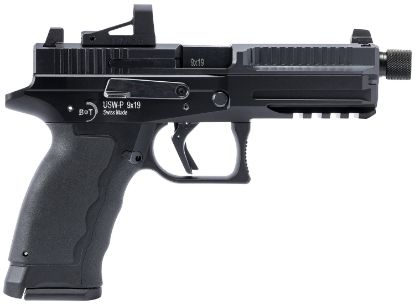Picture of B&T Firearms Bt490002 Usw-P 9Mm Luger 17+1/19+1 4.30" Threaded, Black, Picatinny Rail Frame, Optic Cut Slide, Rubber Grip 