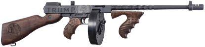 Picture of Thompson T1-14-50Dc2 1927A-1 Deluxe 45 Acp 16.50" 20+1 (Stick), 50+1 (Drum), Trump Save America Engraved, Sniper Gray/Black Finish, American Walnut Furniture, Compensator 