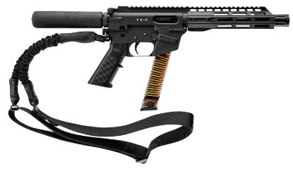 Picture of Freedom Ordnance Fx9p8t Fx-9 9Mm Luger 32+1 8", Black, M-Lok Handguard, Padded Buffer Tube, A2 Grip, 3" Faux Suppressor, Includes Sling 