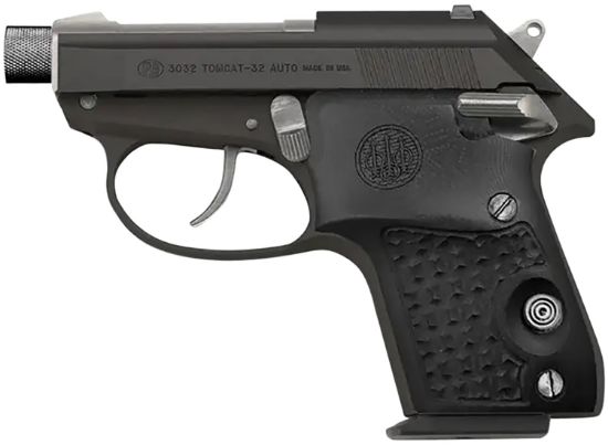 Picture of Beretta Usa Spec0696a 3032 Tomcat Silver Black Gorilla Micro-Compact 32 Acp 7+1, 2.90" Silver Steel Threaded Tip-Up Barrel, Matte Black Serrated Steel Slide, Black Aluminum Frame 