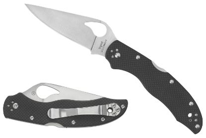 Picture of Spyderco By01gps2 Harrier 2 3.39" Folding Drop Point Part Serrated Stonewashed 8Cr13mov Ss Blade, Black Textured G10 Handle, Includes Pocket Clip 