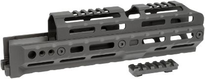 Picture of Midwest Industries Miakalpha100 Alpha Drop-In Aluminum Black Hardcoat Anodized 5 Slot Picatinny Rail Ak-Platform 10" Long Compatible W/M-Lok 