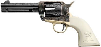 Picture of Pietta Gw357dmh434nmae Great Western Ii Deadman's Hand 357 Mag 6Rd 4.75" Blued Octagon Steel Barrel & Cylinder, Color Case Hardened Steel Frame, White Polymer W/Aces & Eights Grip, Exposed Hammer 