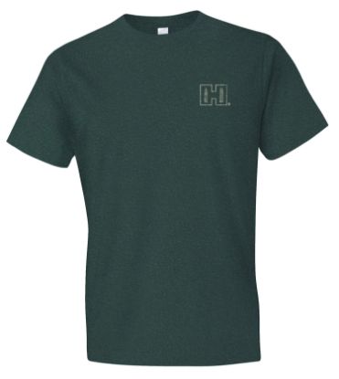 Picture of Hornady Gear 31791 Double Rocker Olive Heather, Cotton/Polyester/Rayon, Short Sleeve Semi-Fitted, Small 