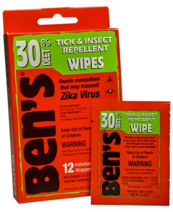 Picture of Ben's 00067085 30 Odorless Scent Wipes Repels Ticks & Biting Insects 12 