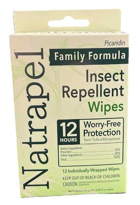 Picture of Natrapel 00066095 Repellent Wipes Repels Ticks & Biting Insects Effective Up To 12 Hrs 12 Per Box 