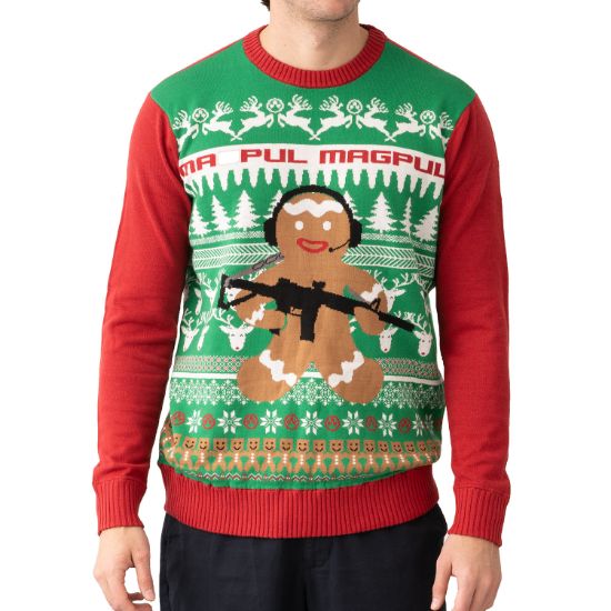 Picture of Magpul Mag1198975xl Ugly Christmas Gingarbread Man Multi-Color, Cotton/Acrylic, Long Sleeve, Xl 