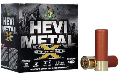 Picture of Hevi-Shot Hs38122 Hevi-Metal Extreme 12 Gauge 3" 1 1/4 Oz Steel/ Tungsten 4/1 Shot 25 Per Box/ 10 Case 