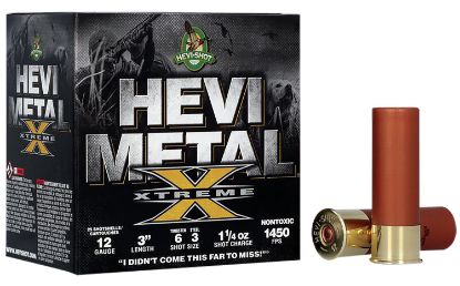 Picture of Hevi-Shot Hs38126 Hevi-Metal Extreme 12 Gauge 3" 1 1/4 Oz Steel/ Tungsten 6/3 Shot 25 Per Box/ 10 Case 