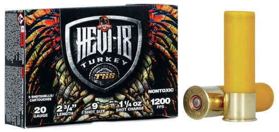 Picture of Hevi-Shot Hs7109 Hevi-18 Tss Turkey 20 Gauge 2.75" 1 1/4 Oz 9 Shot 5 Per Box/ 10 Case 