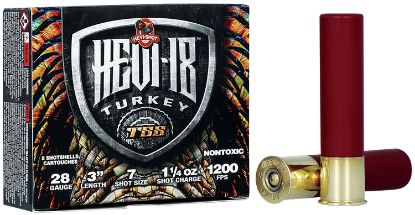 Picture of Hevi-Shot Hs7287 Hevi-18 Tss Turkey 28 Gauge 3" 1 1/4 Oz Tungsten 7 Shot 5 Per Box/ 10 Case 