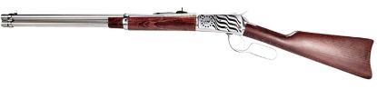 Picture of Rossi 923571693En1 R92 Carbine 38 Special +P/357 Mag 8+1, 16" Stainless Steel Barrel, Stainless W/1776 Flag Engraving Steel Receiver, Hardwood Fixed Stock, Right Hand 