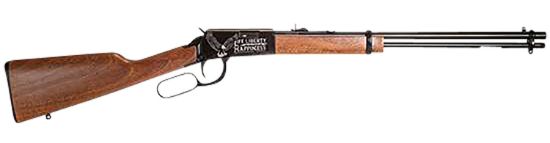 Picture of Rossi Rl22w201wden19 Rio Bravo Full Size, Lever Action 22 Wmr 12+1, 20" Polished Black Steel Barrel, Polished Black W/July 4 Eagle Engraving Steel Receiver, German Fixed Beechwood Stock, Right Hand 