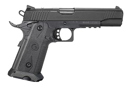 Picture of Eaa 395040 Witness2311 45 Acp 11+1 5" Black Barrel, Black Serrated Slide & Polymer Frame W/Picatinny Rail & Beavertail Black Checkered Polymer Grips 