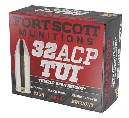 Picture of Fort Scott Munitions 32Acp71scv Tumble Upon Impact (Tui) 32 Acp 71 Gr Solid Copper Spun 20 Per Box/ 25 Case 