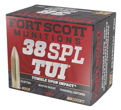 Picture of Fort Scott Munitions 38Spl080scv Tumble Upon Impact (Tui) 38 Special +P 80 Gr Solid Copper Spun 20 Per Box/ 25 Case 