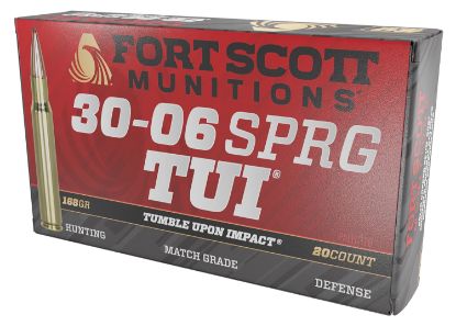 Picture of Fort Scott Munitions 3006168Scv Tumble Upon Impact (Tui) Rifle 30-06 Springfield 168 Gr Solid Copper Spun 20 Per Box/ 10 Case 