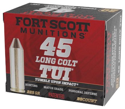 Picture of Fort Scott Munitions 45Lc225scv Tumble Upon Impact (Tui) 45 Long Colt 225 Gr Solid Copper Spun 20 Per Box/ 25 Case 