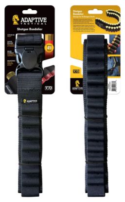 Picture of Adaptive Tactical At06401 Shotgun Bandolier 45Rd Black Nylon Reinforced, Non-Slip Elastic Loops, Fully Adj. Fit 