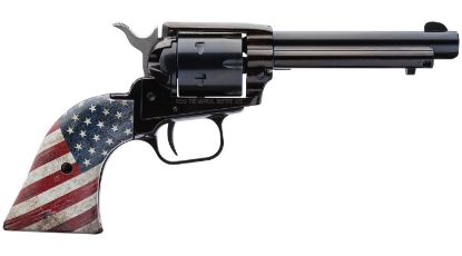 Picture of Heritage Mfg Rr22b4usflag Rough Rider 22 Lr 6 Shot, 4.75" Black Oxide Steel Barrel, Black Oxide Zinc Alloy Frame, Black Oxide Cylinder, Us Flag Grip Manual Safety, Exposed Hammer 