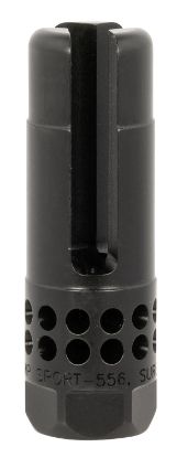 Picture of Surefire Warcompsport5561228 Warcomp Sport Flash Hider 22 Cal (5.56Mm) 1/2"-28 Tpi, Open Tine 3-Prong, Ported Black Stainless Steel For Ar/M4-Platform 