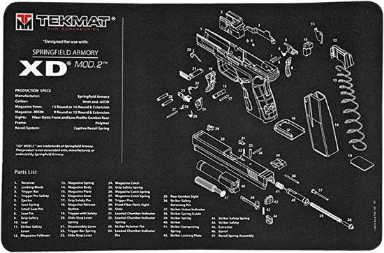 Picture of Tekmat Tekr17xdmod2 Springfield Armory Xd Mod.2 Cleaning Mat Springfield Xd Mod.2 Parts Diagram 11" X 17" 