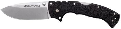 Picture of Cold Steel Cs62rqz 4-Max Scout 4" Folding Drop Point Plain Stonewashed/6" Black Griv-Ex Handle Includes Belt Clip 