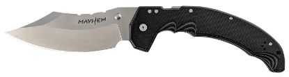 Picture of Cold Steel Csfl60dplm Mayhem 6" Folding Clip Point Modified Cleaver Plain Satin Aus-10A Ss Blade/7.20" Black Contoured G10 Handle Includes Pocket Clip 