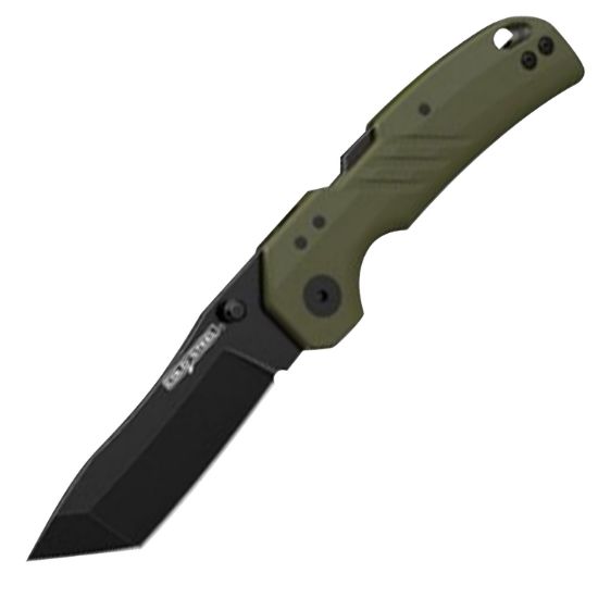 Picture of Cold Steel Csfl30dpltbgz Engage 3" Folding Tanto Plain Black Pvd Stonewashed 4116 Ss Blade/4.11" Od Green Gfn Handle Includes Belt Clip 