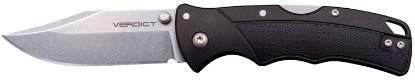 Picture of Cold Steel Csflc3cpssz Verdict 3" Folding Clip Point Plain Stonewashed 4116 Ss Blade/Black Gfn Handle Includes Belt Clip 