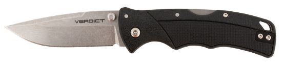 Picture of Cold Steel Csflc3spssz Verdict 3" Folding Clip Point Plain Stonewashed 4116 Ss Blade/Black Gfn Handle Includes Belt Clip 