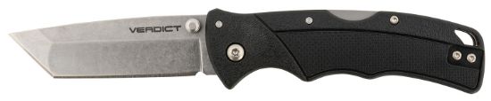 Picture of Cold Steel Csflc3tssz Verdict 3" Folding Tanto Plain Stonewashed 4116 Ss Blade/Black Gfn Handle Includes Belt Clip 