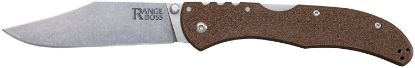 Picture of Cold Steel Cs20kr9 Range Boss Folding Clip Point Plain Stonewashed 4034 Ss Blade/5.25" Flat Dark Earth Zy-Ex Handle 