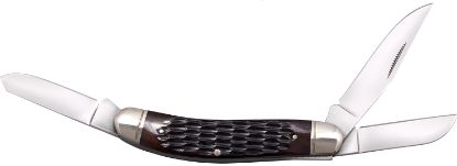 Picture of Cold Steel Csflgstkmj Gentleman's Stockman 2"/2.10"/2.50" Folding Clip/Sheepsfoot/Spey Plain 8Cr13mov Ss Blade/Brown Jigged W/Polished Bolsters Bone Handle 