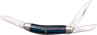 Picture of Cold Steel Csflgstkmb Gentleman's Stockman 2"/2.10"/2.50" Folding Clip/Sheepsfoot/Spey Plain 8Cr13mov Ss Blade/Dark Blue W/Polished Bolsters Bone Handle 